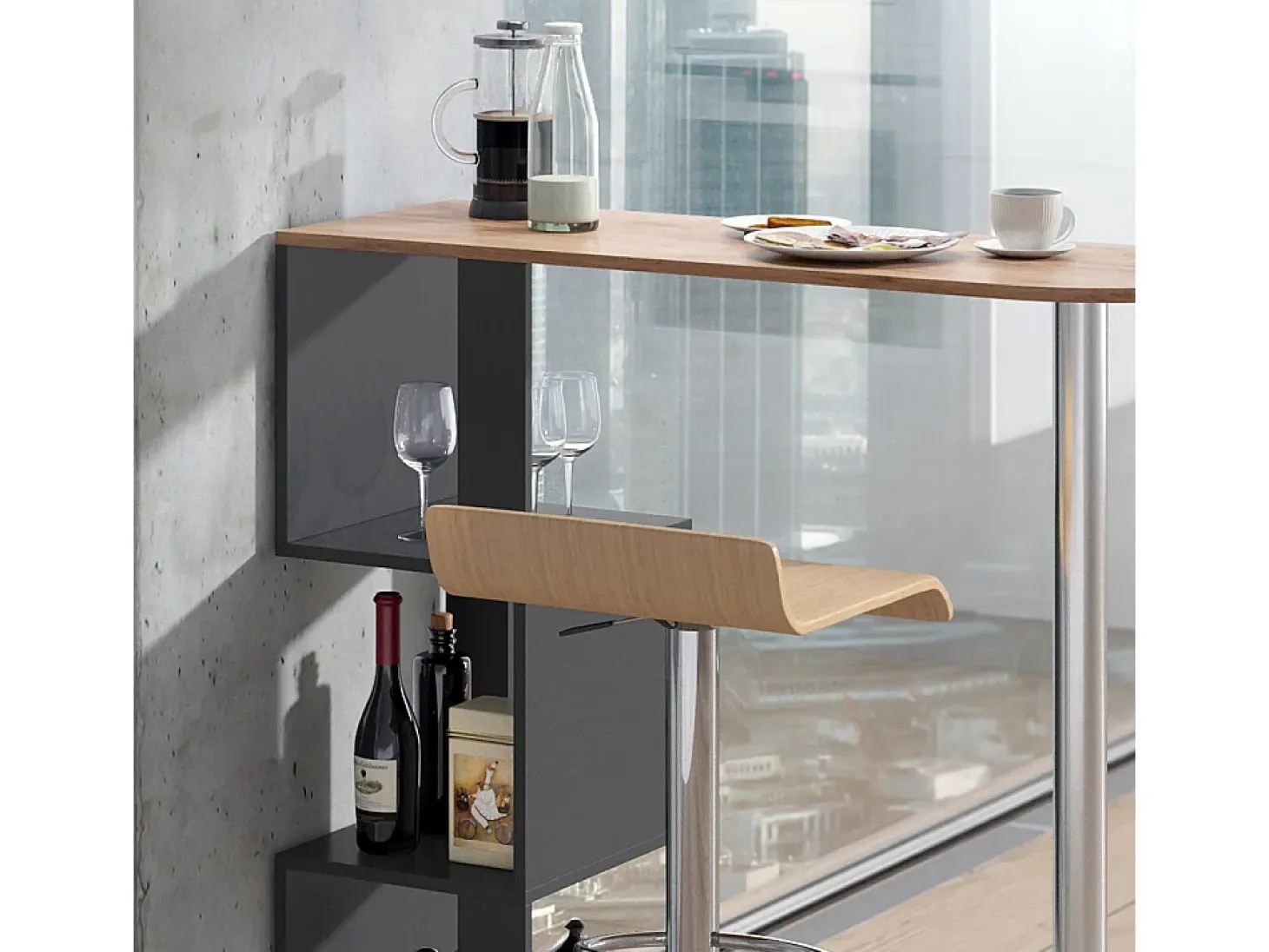 Mesa de bar roble dorado 113x39.8x111.8 vincent