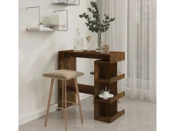 Mesa de bar y estante de almacenamiento de madera de ingeniería de roble ahumado