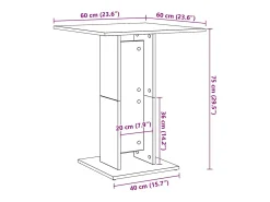 Mesa de bistró blanca de 60 x 60 x 75 cm de madera de ingeniería