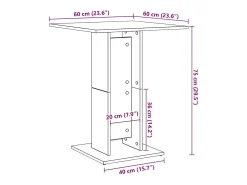 Mesa de bistró de madera de ingeniería envejecida 60x60x75 cm
