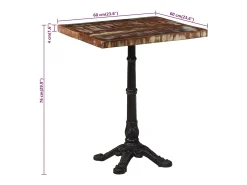 Mesa de bistró de madera maciza reciclada 60x60x76 cm