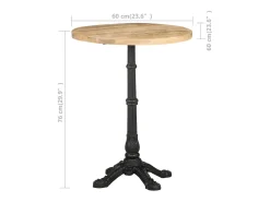 Mesa de bistró madera de mango rugosa Ø60x76 cm