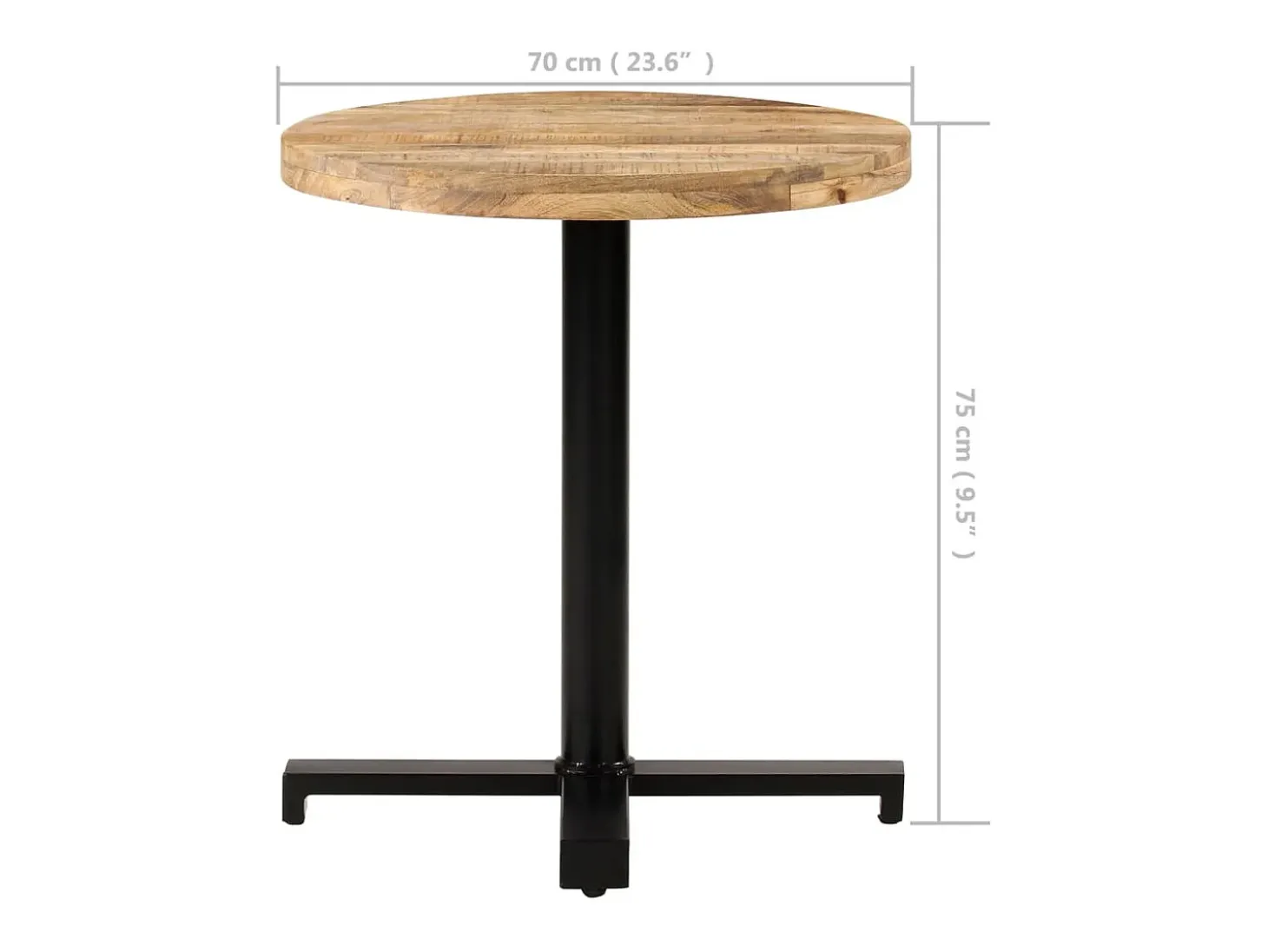 Mesa de bistró redonda madera de mango rugosa Ø70x75 cm