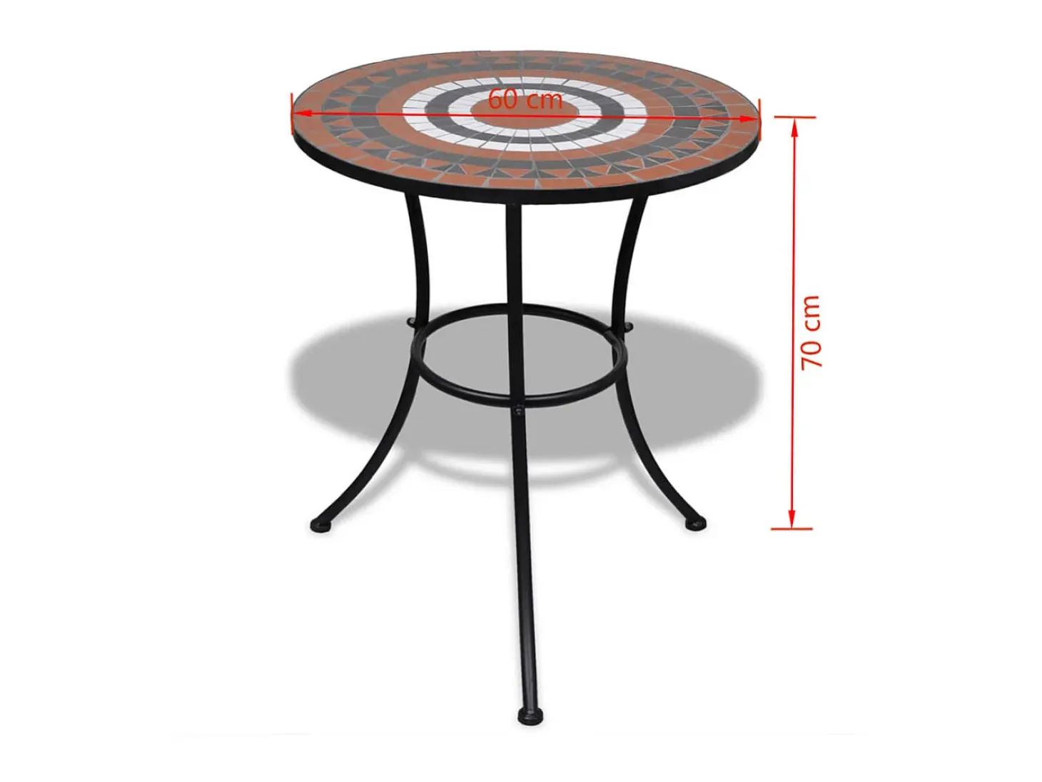 Mesa de bistro terraza mosaico terracota y blanco 60 cm ES412532