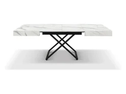 Mesa de centro de madera, acabado blanco, base convertible negra, 120x80-220x80 - CAMOGLI