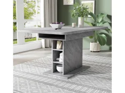Mesa de centro elevable para 4-6 personas - patas de madera - gris (130x70x75 cm)