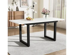 Mesa de centro elevable para 4-6 personas - patas de metal - blanca (140-180x80x75 cm)