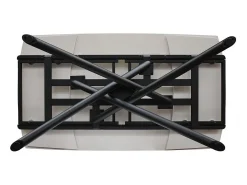 Mesa de cerámica blanca, base de metal negro, extensible 160x90-240x90 cm - BONIFACIO