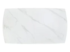 Mesa de cerámica blanca, base de metal negro, extensible 160x90-240x90 cm - BONIFACIO