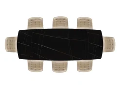 Mesa de cerámica negra, base de metal negro, extensible 160x90 - 240x90 cm - BONIFACIO