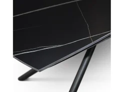 Mesa de cerámica negra, base de metal negro, extensible 160x90 - 240x90 cm - BONIFACIO