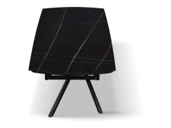 Mesa de cerámica negra, base de metal negro, extensible 160x90 - 240x90 cm - BONIFACIO