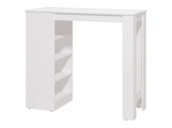 Mesa de Cocina Alta | Acabado en Melamina Blanco | Medidas: 120 cm Ancho x 50 cm Fondo x 105 cm Alto