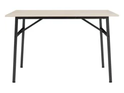 Mesa de cocina de 120x75x76 cm con sobre de melamina y patas metálicas en negro Asturia