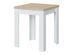 Mesa de Cocina Extensible con Acabado en Color Blanco Artik y Roble Canadian - Dim: 67-134 cm (Ancho) x 67 cm (Fondo) x 79 cm (Alto)