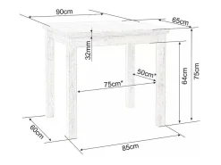 Mesa de cocina negra y roble 90 x 65 cm Loka