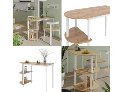 Mesa de cocina oro potencia roble/blanco 110x50x75.5 freetown