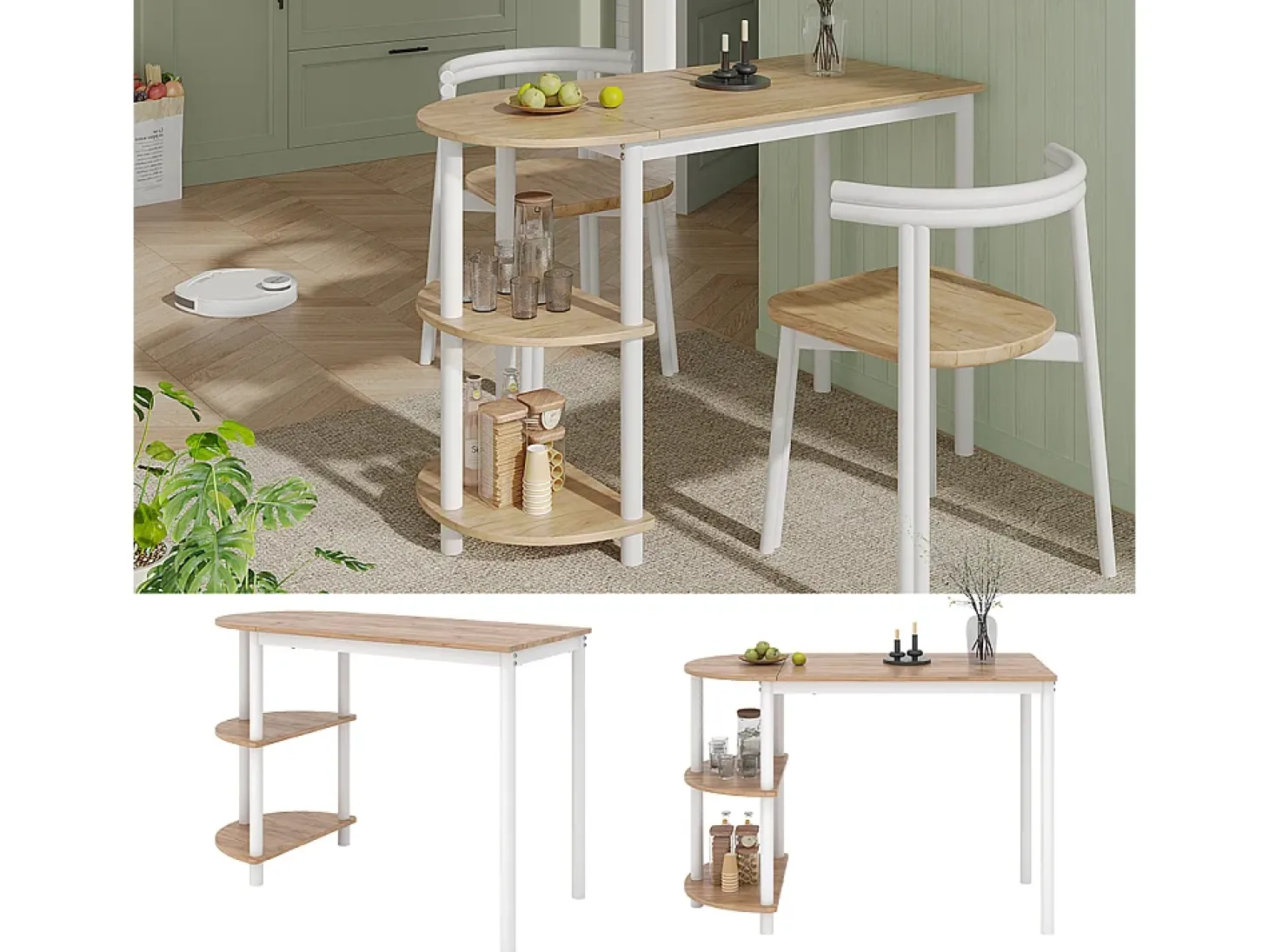 Mesa de cocina oro potencia roble/blanco 110x50x75.5 freetown