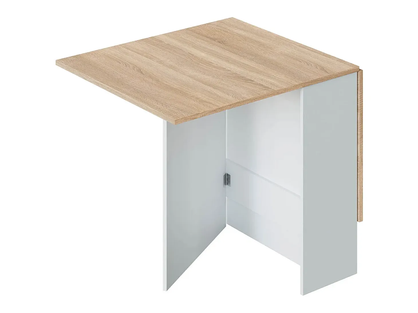 Mesa de Cocina Plegable con Acabado en Color Blanco Artik y Roble Canadian - Dim: 77 cm (Largo) x 31-140 cm (Ancho) x 79 cm (Alto)