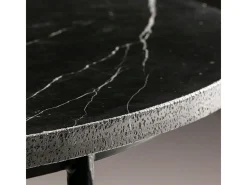 Mesa de cocina redonda de mármol y patas de metal negro D 125 cm