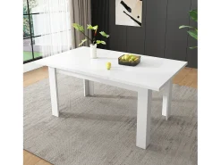 Mesa de comedor 12070 cm, con almacenaje, diseño moderno, MDF, blanco (120,65x49,53x22,23 cm)