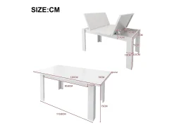 Mesa de comedor 12070 cm, con almacenaje, diseño moderno, MDF, blanco (120,65x49,53x22,23 cm)