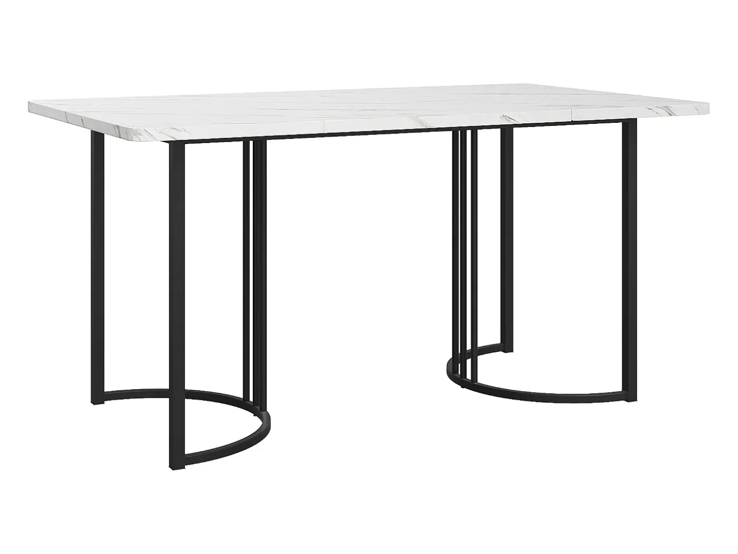Mesa de comedor 140 x 80 x 75 cm, de metal, rectangular en mármol moderno, patas ajustables, color blanco/negro.