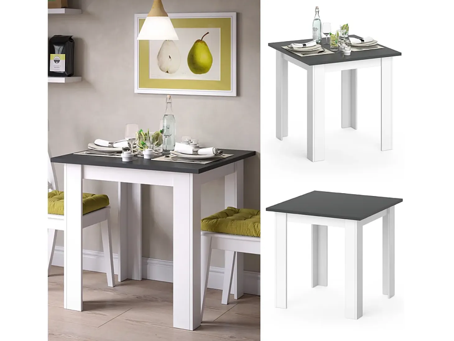 Mesa de comedor antracita 80x80x76.6 karlos