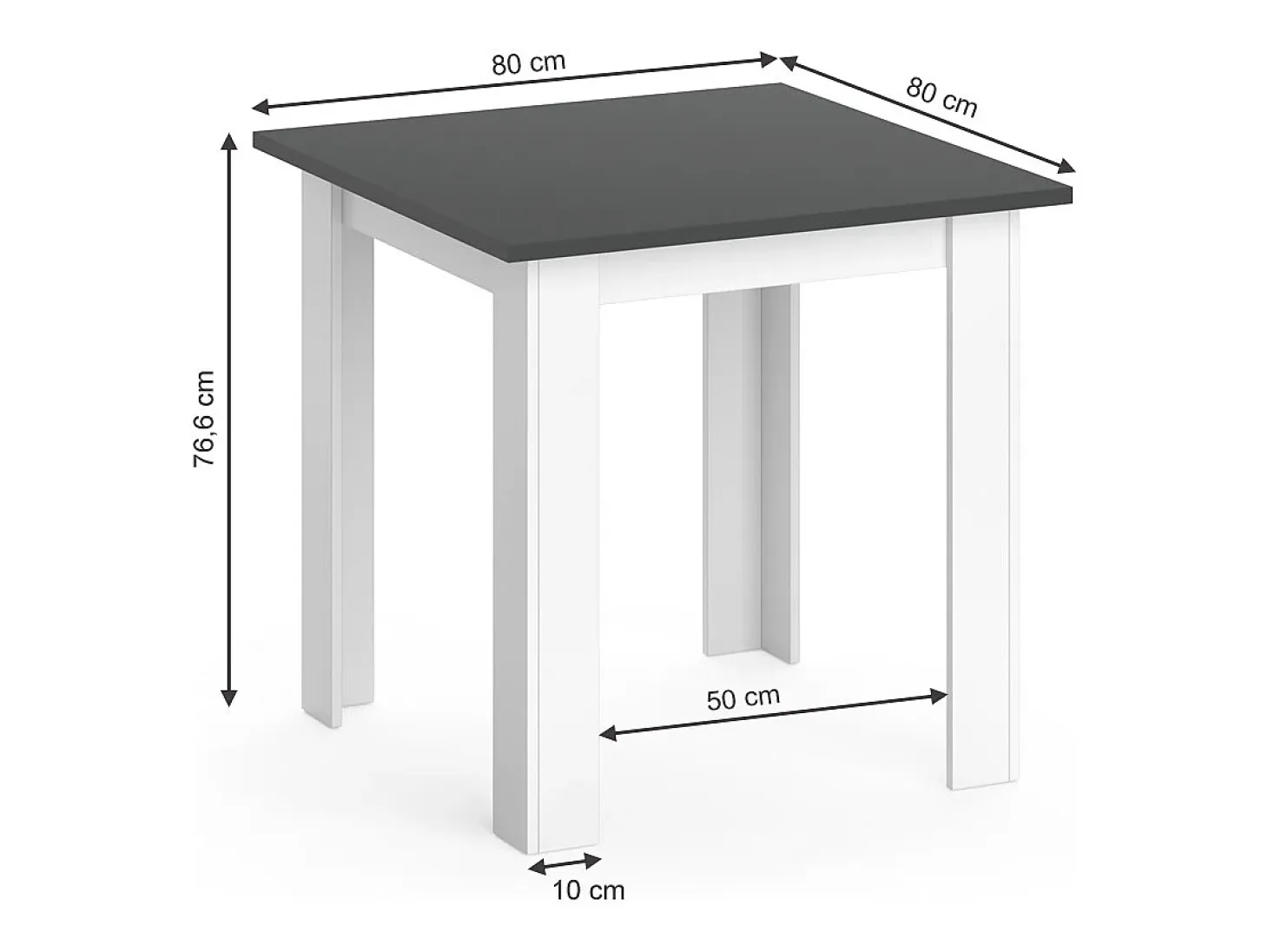 Mesa de comedor antracita 80x80x76.6 karlos