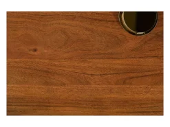 Mesa de comedor ARKAYA 180 cm – Tablero de madera maciza de acacia barnizada y estructura de metal negro – Estilo industrial y n