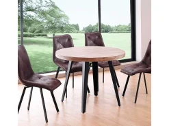 Mesa de comedor Berg diseño fijo roble honey/negro Ø100x76 cm Adec