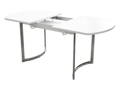 Mesa de comedor blanca - Mesa de comedor retráctil con patas plateadas - para comedor y sala de estar