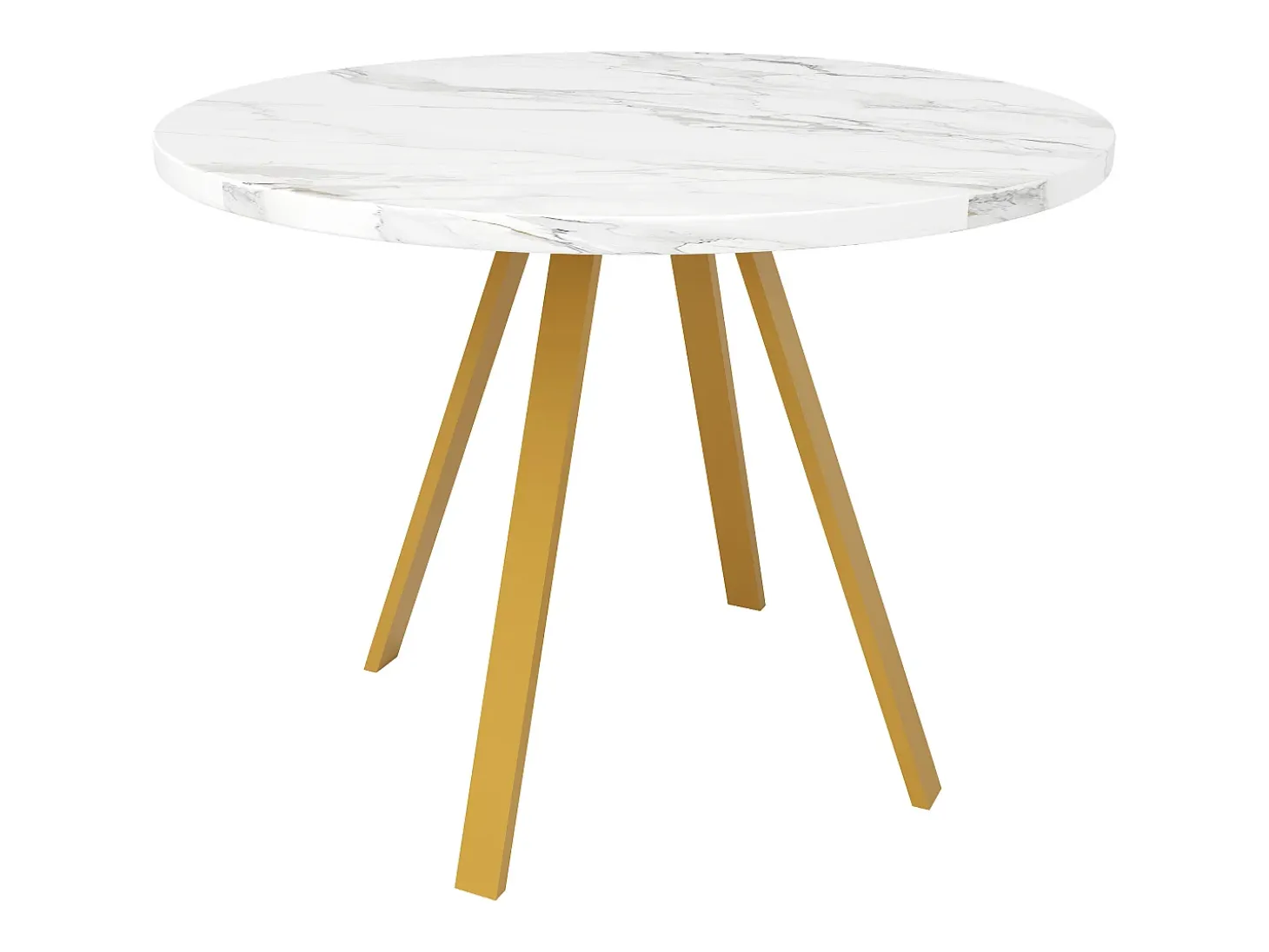Mesa de comedor blanca - Mesa de comedor con tablero de MDF y patas de metal dorado - decoración estampada