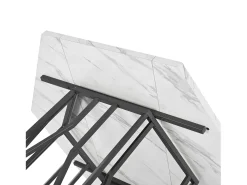 Mesa de comedor blanca - Mesa de comedor con tablero hexagonal y estructura de metal negro - para comedor y sala de estar