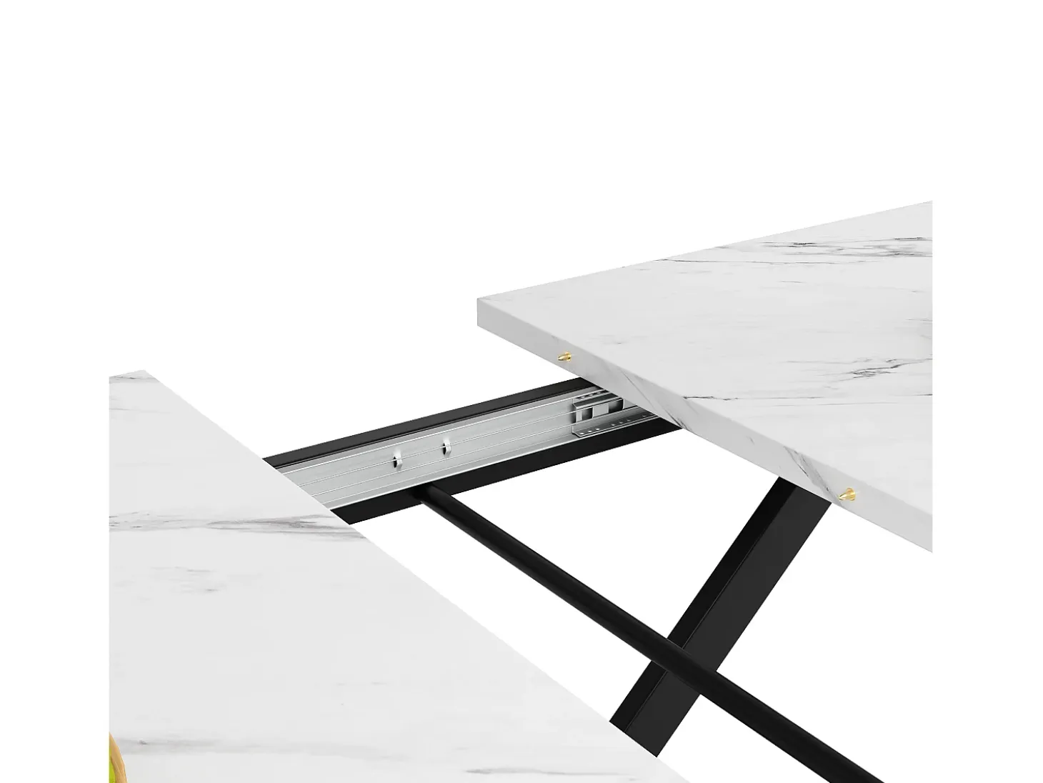 Mesa de comedor blanca - Mesa de comedor extensible con patas de hierro negro - para cocina y sala de estar