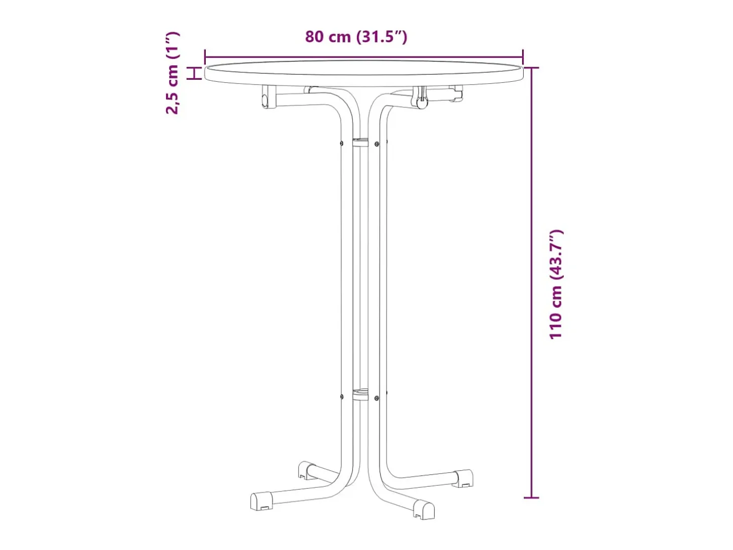 Mesa de comedor blanca Ø80x110 cm de madera contrachapada y acero