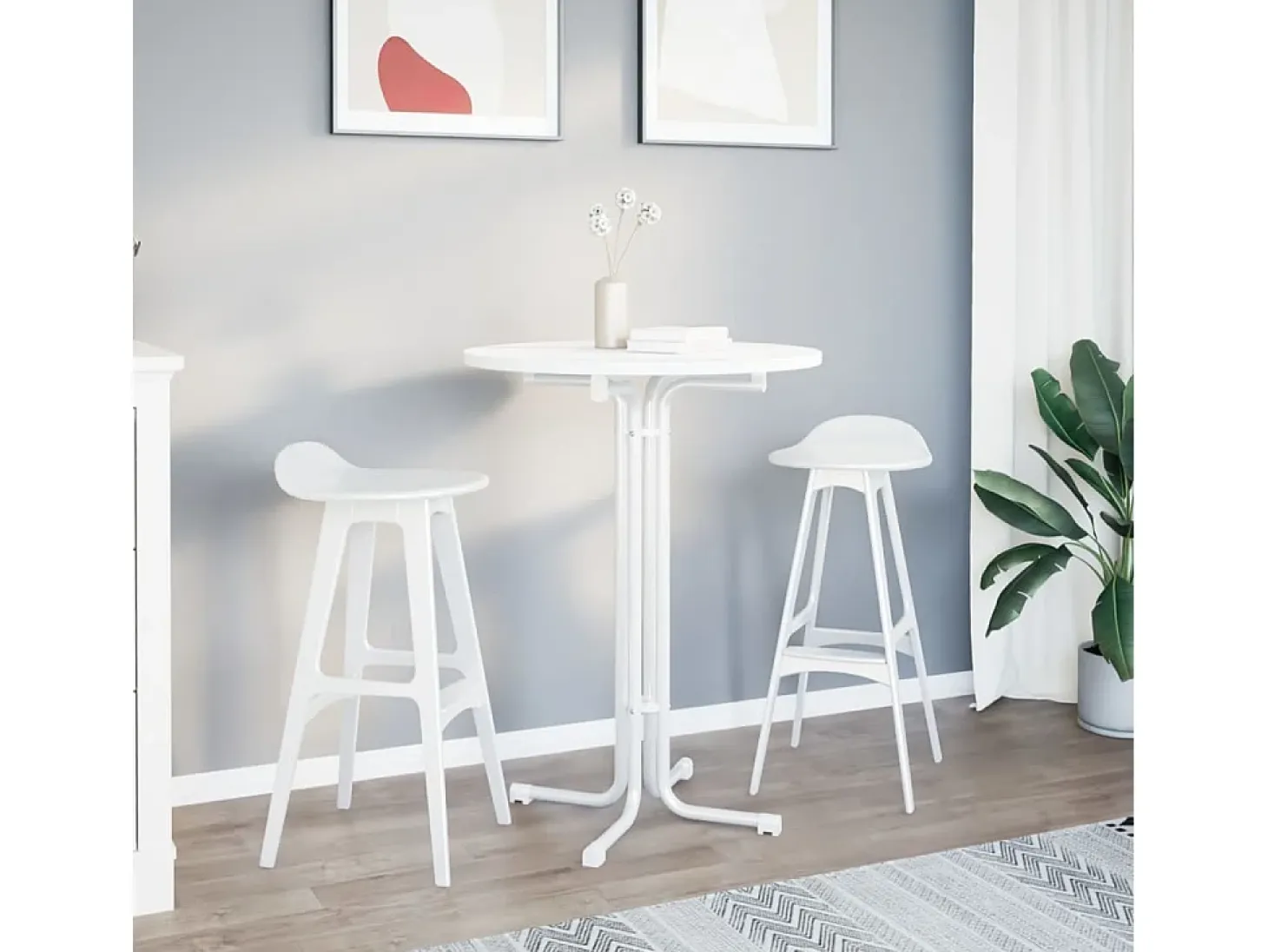 Mesa de comedor blanca Ø80x110 cm de madera contrachapada y acero