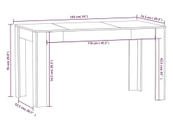 Mesa de comedor Blanca 140x74,5x76 cm Madera de ingeniería