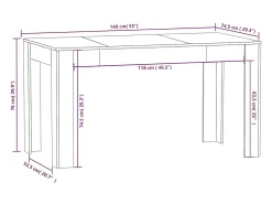Mesa de comedor Blanca 140x74,5x76 cm Madera de ingeniería