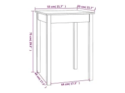 Mesa de comedor Blanca 55x55x75 cm Madera maciza de pino