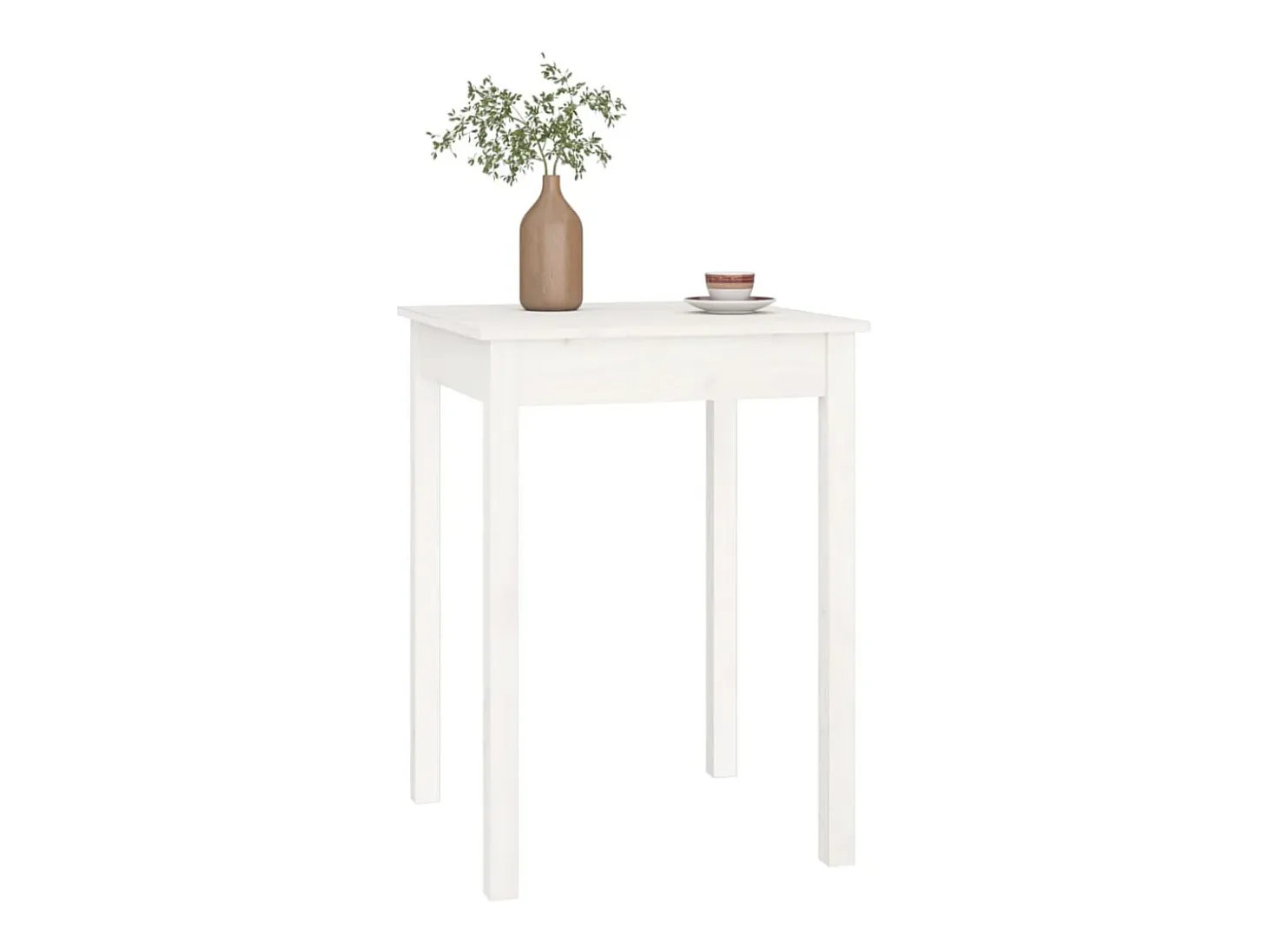 Mesa de comedor Blanca 55x55x75 cm Madera maciza de pino