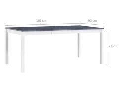 Mesa de comedor Blanca y gris 180x90x73 cm Madera de pino