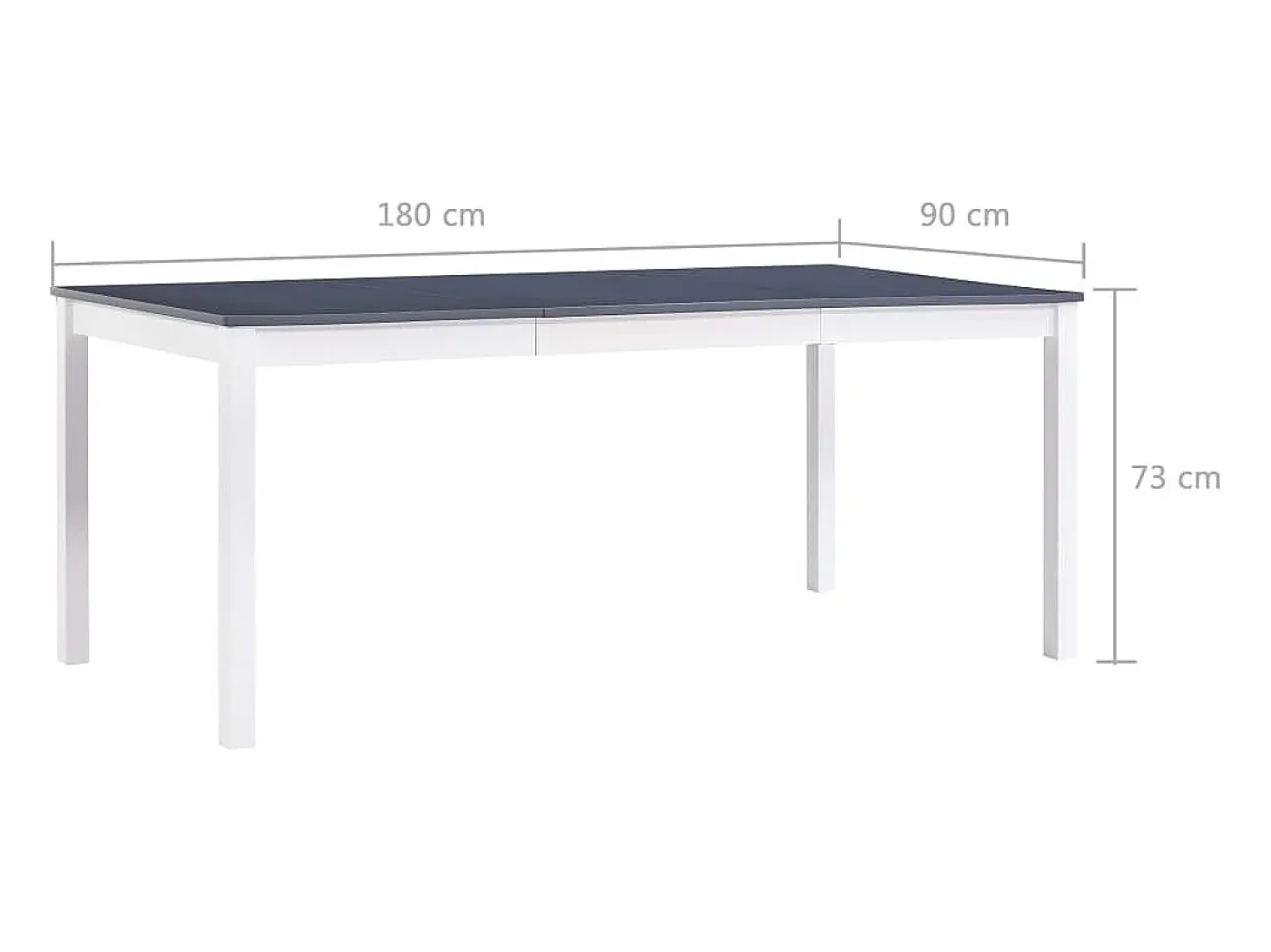 Mesa de comedor Blanca y gris 180x90x73 cm Madera de pino