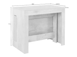Mesa de comedor blanco brillante extensible 90x51-300cm consola diseño Pratika White
