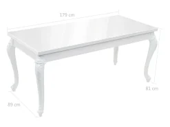 Mesa de comedor blanco brillante 179x89x81 cm
