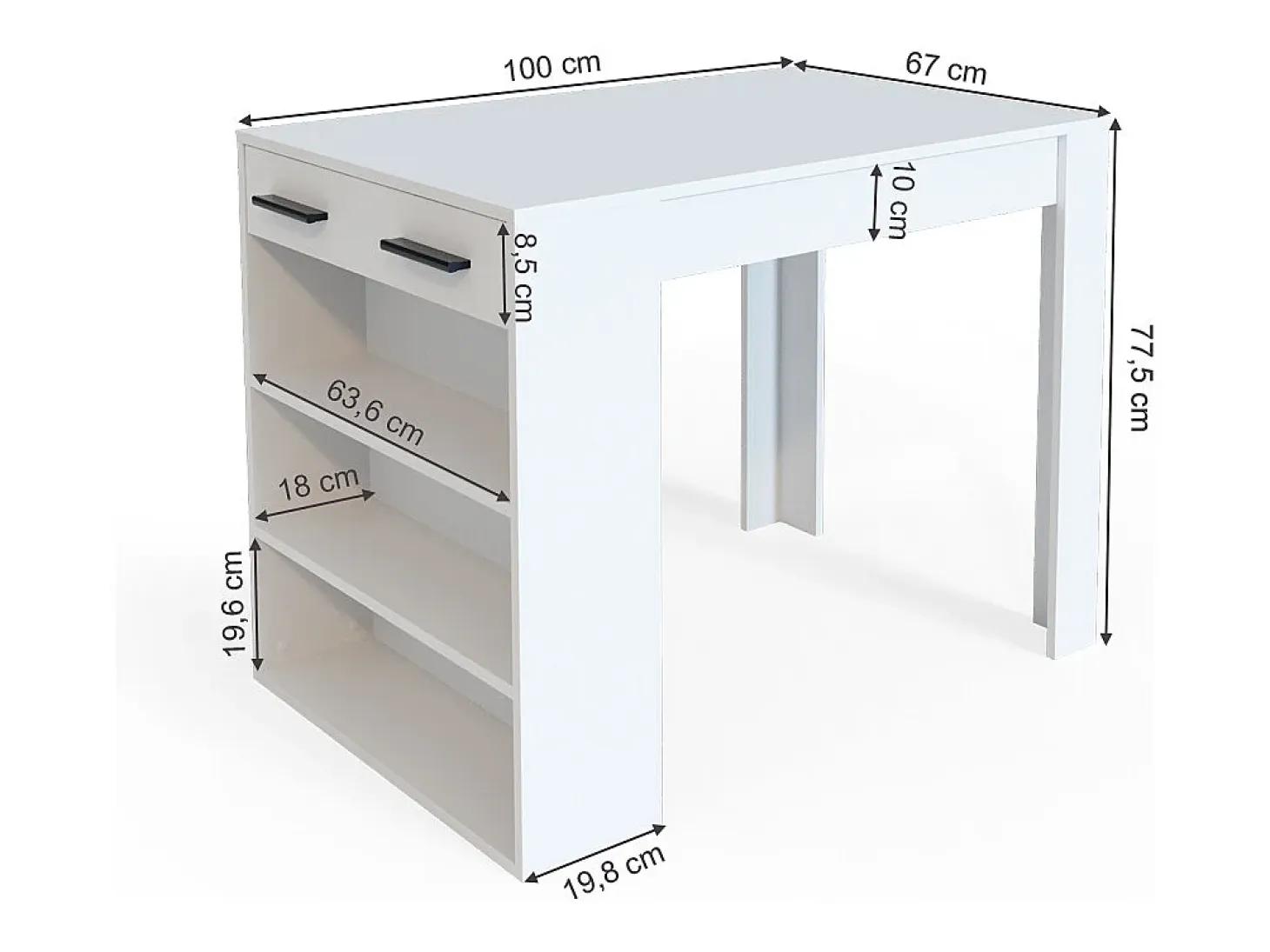 Mesa de comedor blanco 67x100x77.5 repose
