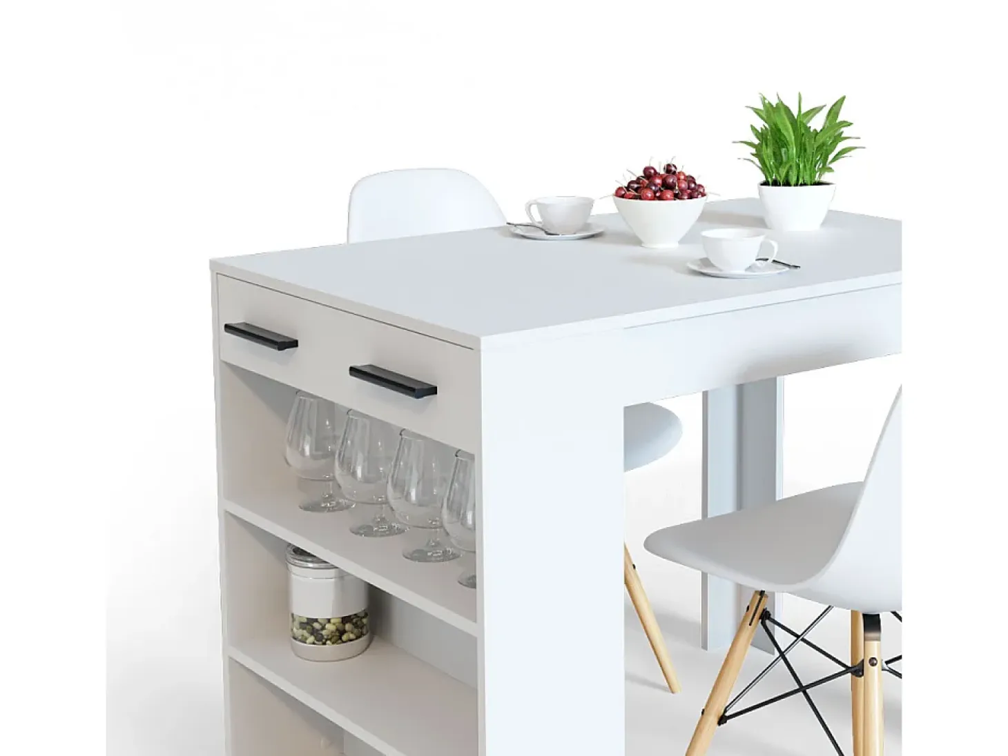 Mesa de comedor blanco 67x100x77.5 repose