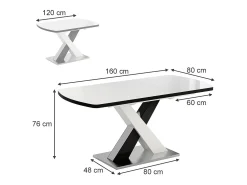 Mesa de comedor blanco/negro 120x80x76 chinto