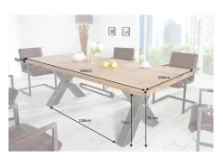 Mesa de comedor CAVARA – Roble salvaje y metal negro – 200 cm – Estilo industrial