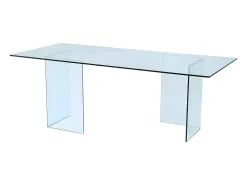 Mesa de comedor COLEDON - 8 cubiertos - Cristal templado